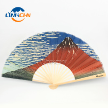 customized luxury hand held fan with bamboo frame